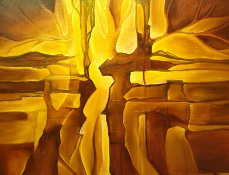 "V korunách" 80x60cm, akryl, olej