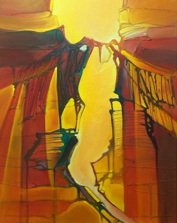 "Prométheus" - večná téma sebaobetovania, 40x50, akryl-olej (v súkromnej zbierke)